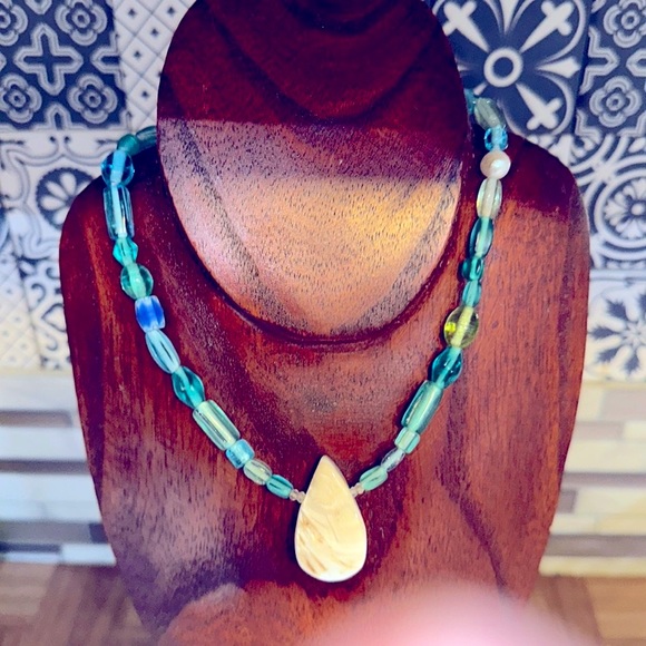 Real teardrop mother of pearl abalone shell AAA, real baroque pearl and Murano - Picture 2 of 5